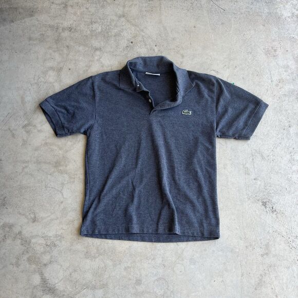 Vintage Lacoste Chemise Polo Shirt Grey Sz M Croc Logo Made In France 80s Retro - Picture 1 of 2